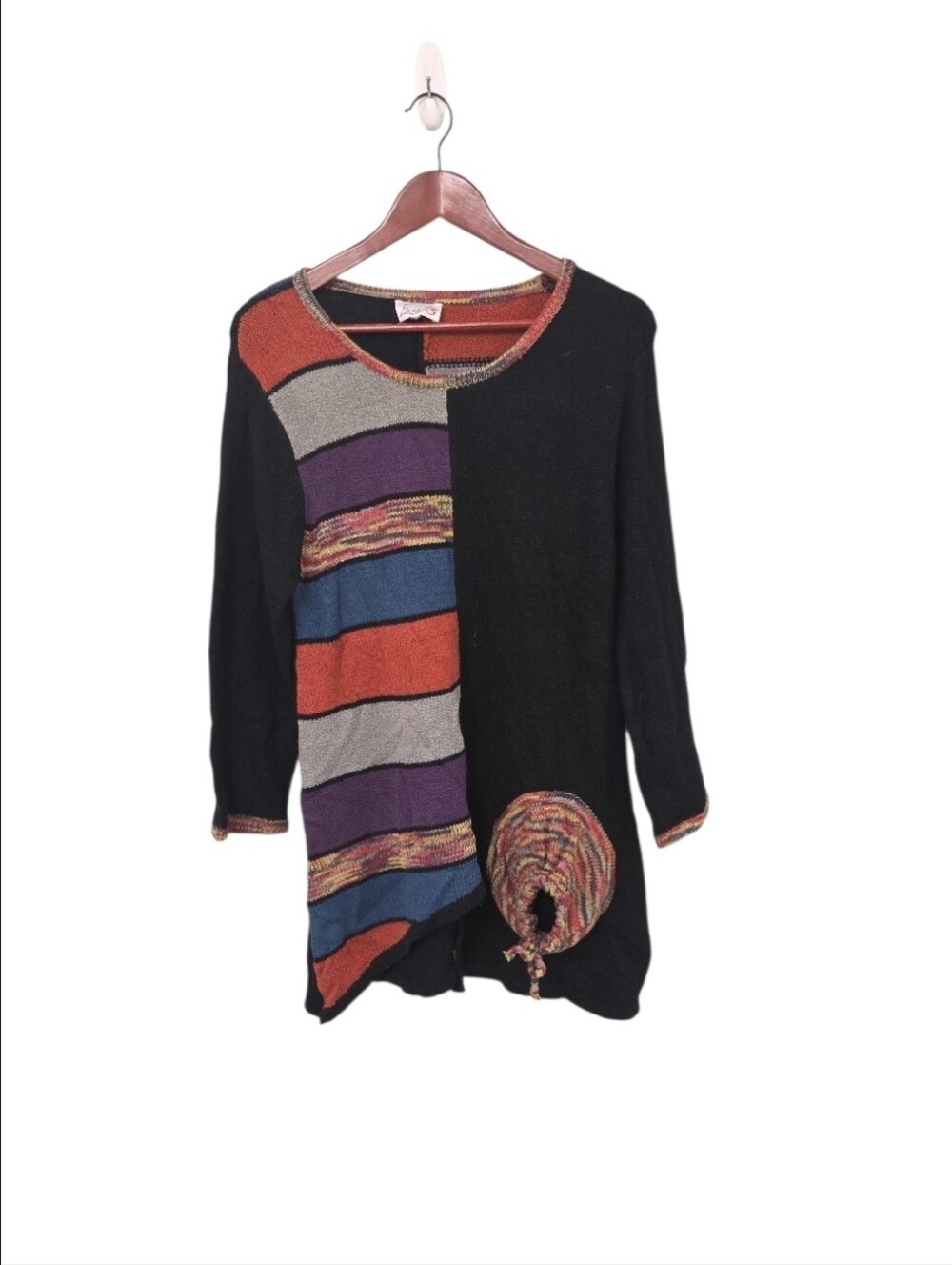 Vintage Emma G Sweater Tunic With Pouch Womens Medium Boho Artsy Festival
